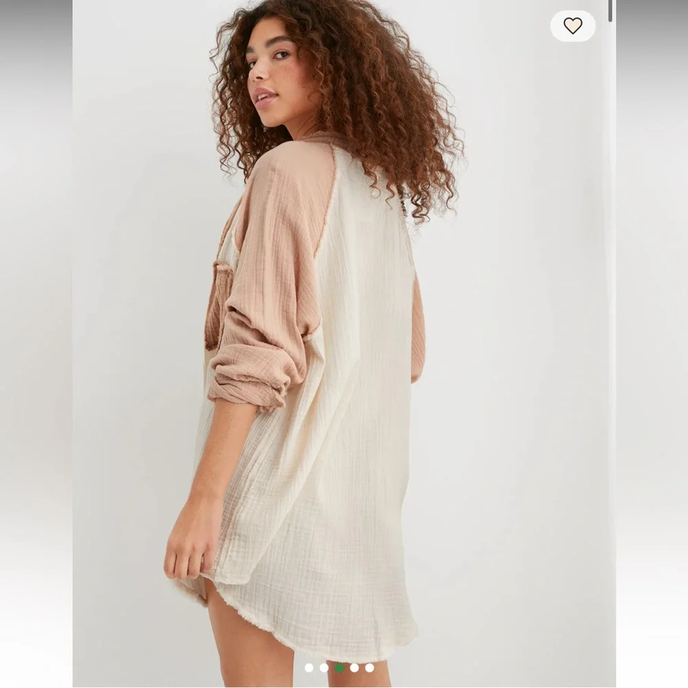 Aerie Gauzy Coverup Shirt Medium